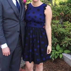 Navy & black polka dot cocktail dress